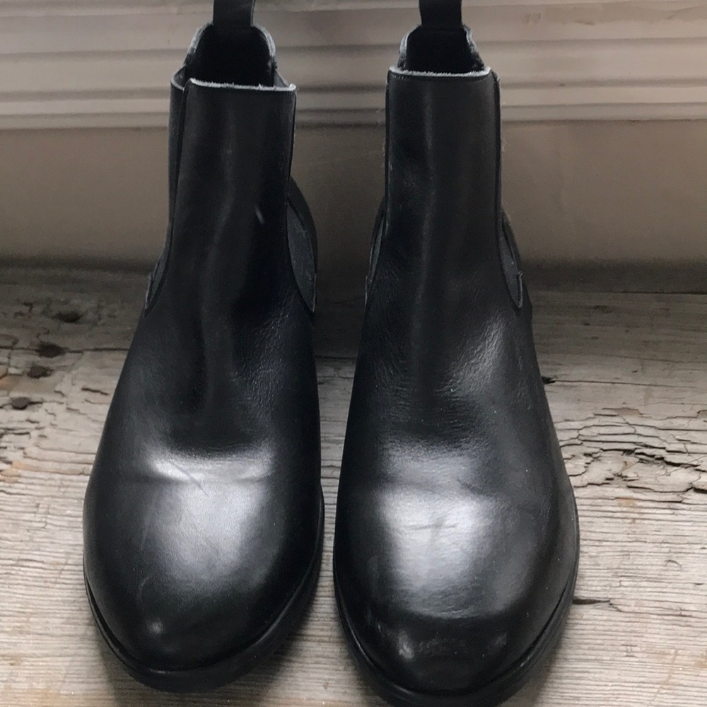 Black leather booties